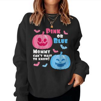 Halloween Gender Reveal Mommy Cant Wait To Know Fall Theme Mommy Women Sweatshirt | Mazezy