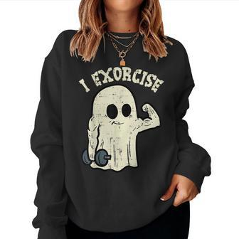 Halloween Gym Ghost I Exorcise Fun Workout Costume Women Sweatshirt - Seseable