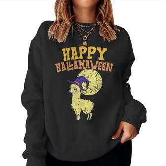 Halloween Happy Hallamaween Llamaween Llama Lover Gift Women Crewneck Graphic Sweatshirt - Thegiftio UK