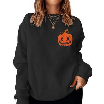 Halloween Jackolantern Fall Pumpkin Face Adult Kids Halloween Women Sweatshirt | Mazezy