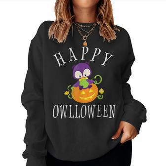 Halloween Owl Costume Owlloween Pumpkin Pumpkin Women Sweatshirt | Mazezy