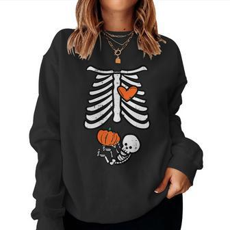 Halloween Pregnancy Skeleton Baby Announce Costume Women Sweatshirt - Seseable