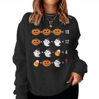 Halloween Pumpkin Ghost Candy Corn Mathematics Math Teacher Women Sweatshirt - Monsterry UK