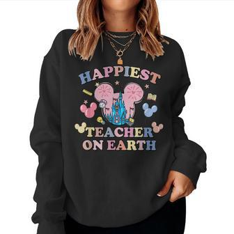 Happiest Teacher On Earth - Teaching Appreciation Women Crewneck Graphic Sweatshirt - Thegiftio UK