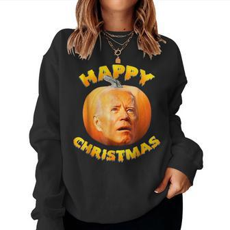 Happy Christmas Biden Confused Pumpkin Thanksgiving Women Sweatshirt - Monsterry UK