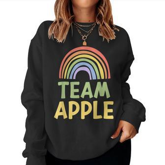 Happy Colorful Team Apple Rainbow Pride Green Yellow Women Sweatshirt | Mazezy