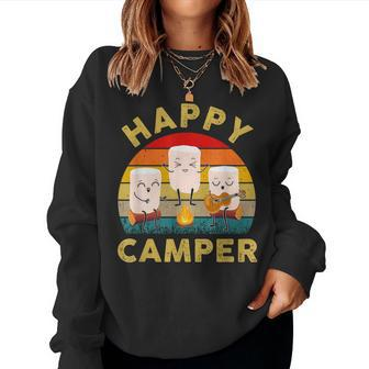 Happy Cute Marshmallow Camper Bonfire Kids Women Men Women Sweatshirt | Mazezy