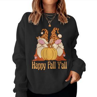 Happy Fall Y'all Autumn Gnomes Pumpkin Spice Fall Leaves Women Sweatshirt | Mazezy