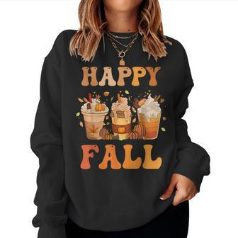 Happy Fall Y'all Autumn Halloween Pumpkin Spice Latte Women Sweatshirt - Monsterry
