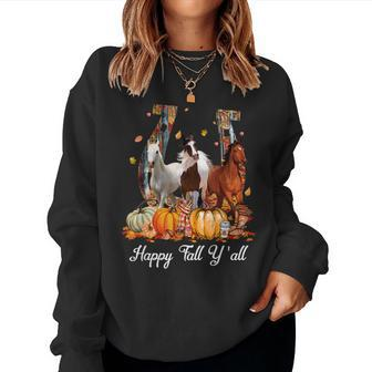 Happy Fall Y'all Horse Thanksgiving Horse Lover Halloween Halloween Women Sweatshirt | Mazezy