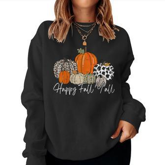 Happy Fall Y'all Pumpkin Leopard Cute Autumn Women Sweatshirt - Monsterry DE