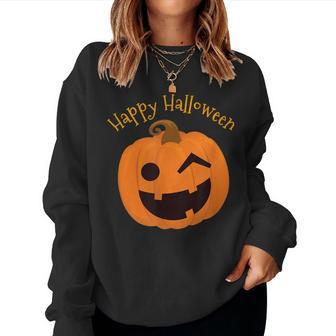 Happy Halloween Jack O'lantern Pumpkin Fall Autumn Happy Halloween Women Sweatshirt | Mazezy