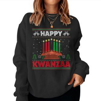 Happy Kwanzaa Kinara African American Ugly Christmas Sweater Women Sweatshirt | Mazezy CA