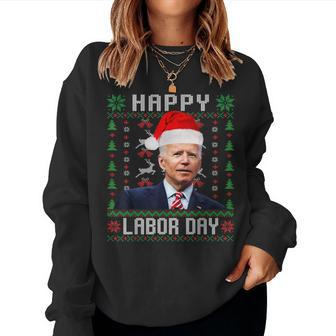 Happy Labor Day Joe Biden Christmas Ugly Sweater Women Sweatshirt - Seseable
