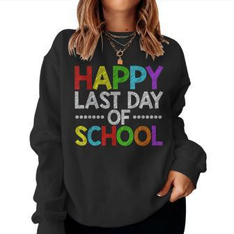 Happy Last Day Of School Funny Teacher And Student Summer Women Crewneck Graphic Sweatshirt - Thegiftio UK