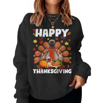 Happy Thanksgiving Sloth Turkey Autumn Sloth Lover For Turkey Lovers Women Sweatshirt | Mazezy