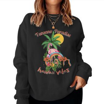 Hawaiian Vibes Aloha Swirl Pink Bird Flamingo Summer Women Sweatshirt | Mazezy