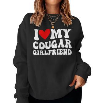I Heart My Cougar Gf I Love My Cougar Girlfriend Groovy Women Sweatshirt | Mazezy