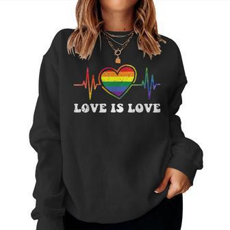 Heart Pulse Lgbt-Q Gay Lesbian Pride Rainbow Love Nurse Women Sweatshirt | Mazezy