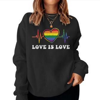 Heart Pulse Lgbt-Q Gay Lesbian Pride Rainbow Love Nurse Women Sweatshirt | Mazezy