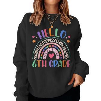 Hello 6Th Grade Leopard Boho Rainbow 1St Day Of School Women Sweatshirt - Monsterry DE
