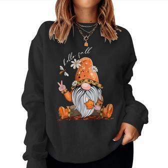 Hello Fall Happy Thanksgiving Gnome Pumpkin Fall Season Women Sweatshirt - Monsterry DE