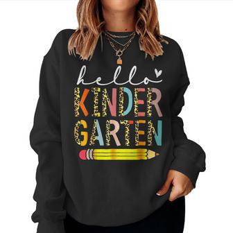 Hello Kindergarten Leopard Back To School Teacher Student Women Sweatshirt - Monsterry UK