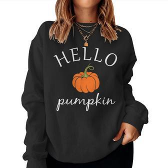 Hello Pumpkin Halloween Costume Autumn Fall Girl Women Halloween Costume Women Sweatshirt | Mazezy