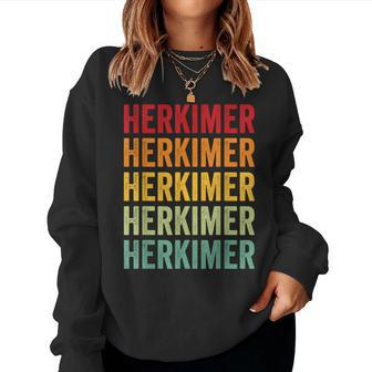 Herkimer County New York Rainbow Text Women Sweatshirt | Mazezy