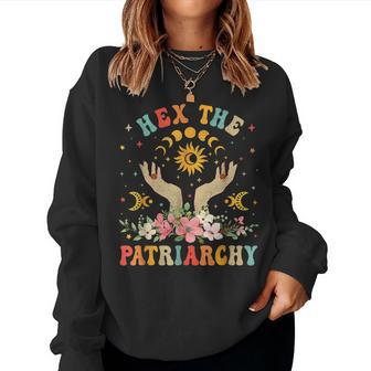 Hex The Patriarchy Halloween Witch Vibes Feminist Floral Women Sweatshirt - Seseable