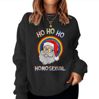 Ho Ho Ho Homosexual Holigays Lgbt Ugly Christmas Sweater Women Sweatshirt - Seseable