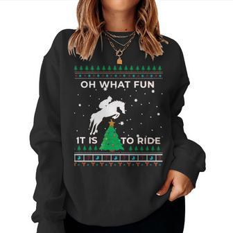 Horse Rider Equestrian Cowboy Ugly Christmas Sweater Jumper Women Sweatshirt - Monsterry