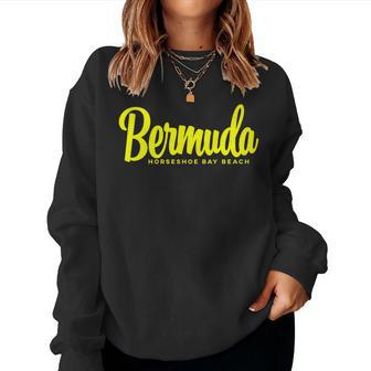 Horseshoe Bay Beach Bermuda Yellow Text Women Sweatshirt | Mazezy