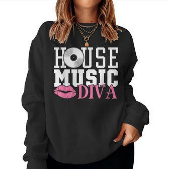 House Music Diva - Dj Edm Rave Music Festival Women Crewneck Graphic Sweatshirt - Monsterry AU