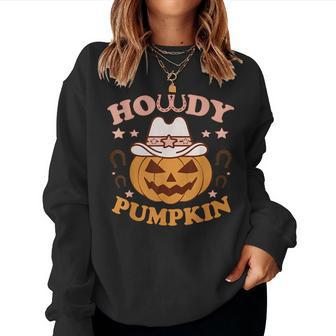 Howdy Pumpkin Rodeo Western Country Fall Southern Halloween Halloween Women Sweatshirt | Mazezy DE