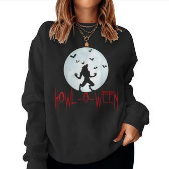 Howloween Werewolf Full Moon Halloween Halloween Women Sweatshirt | Mazezy