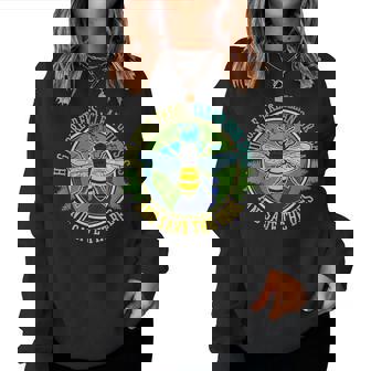 Hug More Trees Clean Seas Save Bees Nature Lover Earth Day Women Crewneck Graphic Sweatshirt - Thegiftio