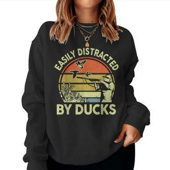 Hunting- Easily Distracted Ducks Hunter Dad Women Sweatshirt - Monsterry DE