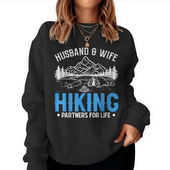 Husband And Wife Hiking Partners Funny Hiker Trip Graphic Women Crewneck Graphic Sweatshirt - Thegiftio UK