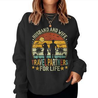 Husband And Wife Travel Partners For Life Beach Traveling Women Crewneck Graphic Sweatshirt - Seseable