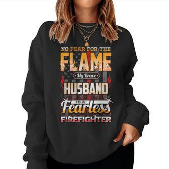 Husband Firefighter American Flag Fire Fighting Wife Pride Women Sweatshirt | Mazezy