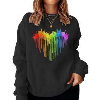 I Love You Hand Sign Rainbow Heart Asl Gay Pride Lgbt Women Crewneck Graphic Sweatshirt - Thegiftio UK