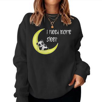I Need More Sleep - Cute Sleeping Panda On Moon Women Crewneck Graphic Sweatshirt - Thegiftio UK