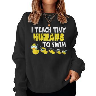 I Teach Tiny Humans To Swim Swimming Teacher Women Crewneck Graphic Sweatshirt - Thegiftio UK