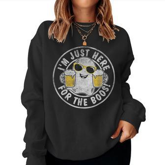 I'm Just Here For The Boos Ghost Beer Retro Halloween Women Sweatshirt - Seseable