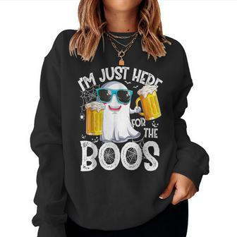 I'm Just Here For The Boos Ghost Drinking Halloween Beer Women Sweatshirt | Mazezy UK