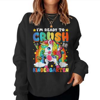 I'm Ready To Crush Kindergarten Dabbing Unicorn Cute Girls Women Sweatshirt - Seseable