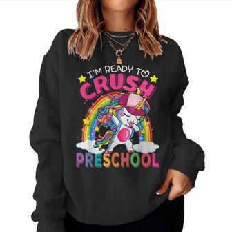 Im Ready To Crush Preschool Unicorn Back To School Girls Women Crewneck Graphic Sweatshirt - Thegiftio UK
