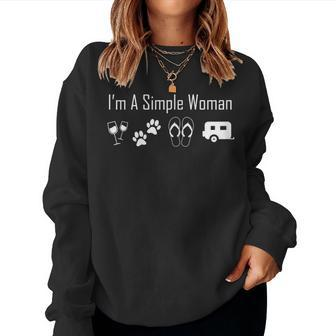 I'm A Simple Woman Love Wine Flip Flop Dogs Camping Women Sweatshirt - Seseable