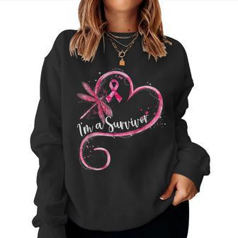 I'm A Survivor Breast Cancer Awareness Dragonfly Heart Women Sweatshirt - Monsterry UK